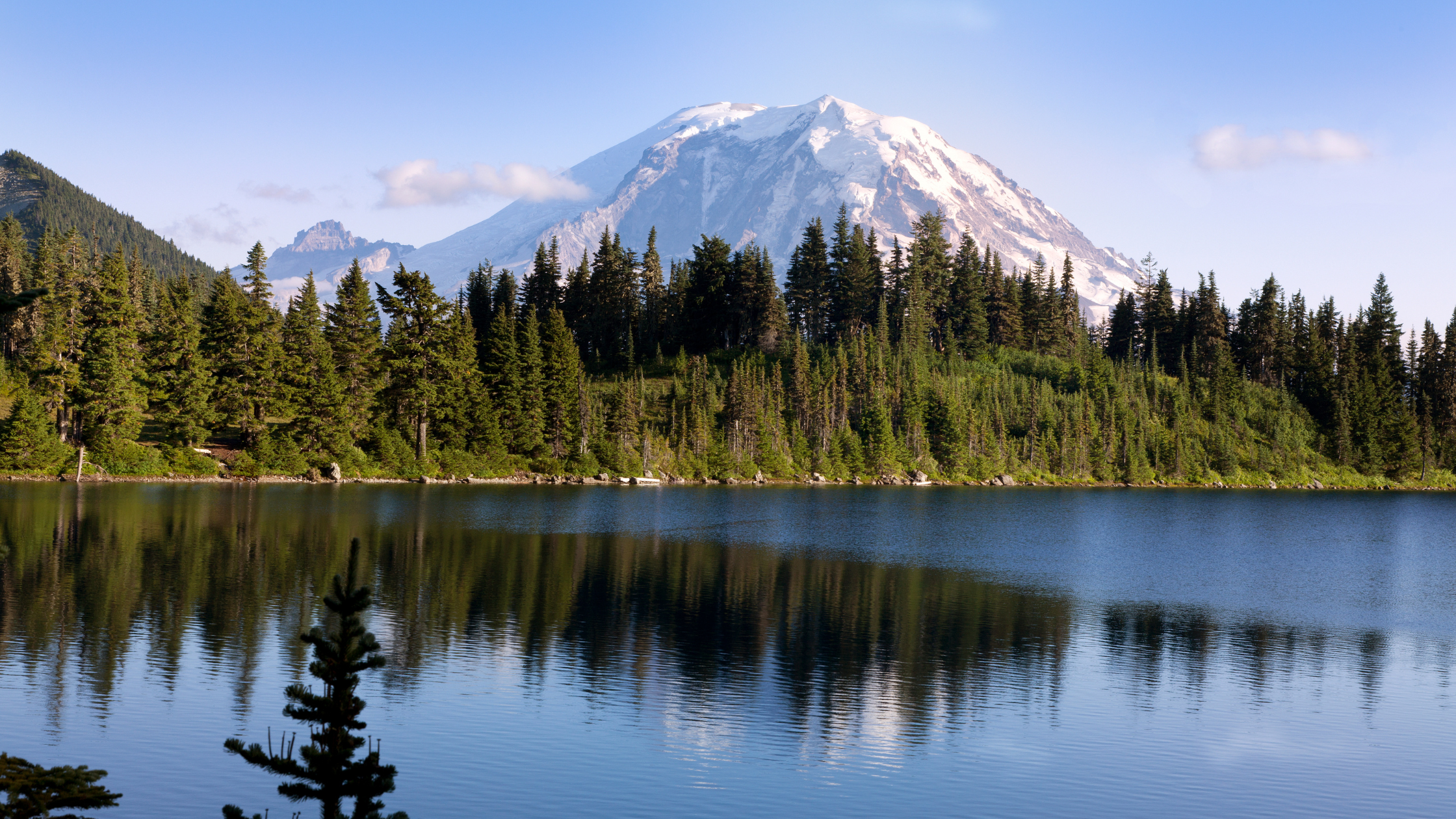 Mountains above a lake